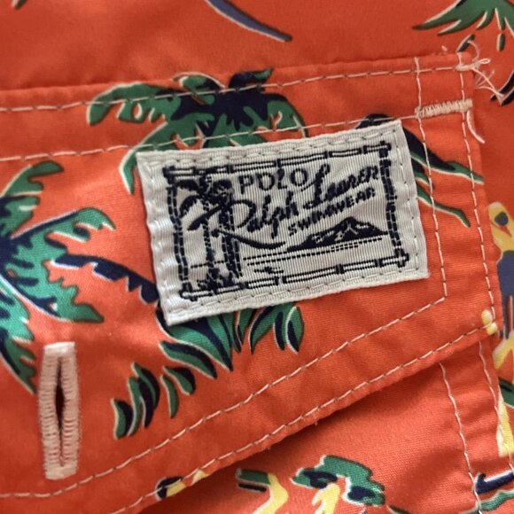 Polo Ralph Lauren Men  XLT Swim Trunks Short Orange Hawaiian Print NWOT - Picture 10 of 10